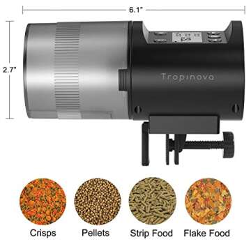 Tropinova Aquarium Automatic Fish Feeder Moisture-Proof Auto Fish Food Dispenser for Aquarium or Small Fish Turtle Tank