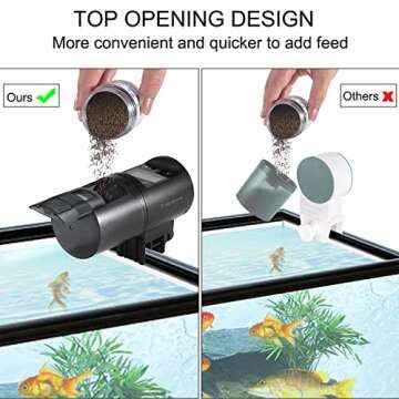 Tropinova Aquarium Automatic Fish Feeder Moisture-Proof Auto Fish Food Dispenser for Aquarium or Small Fish Turtle Tank