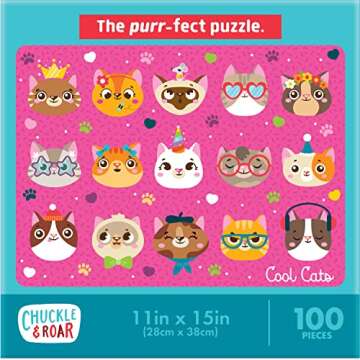 Chuckle & Roar - Cool Cats Puzzle - Engaging and Educational Puzzles for Kids - Larger Pieces Designed for Preschool Hands - 100 PC Jigsaw Puzzle