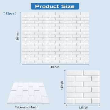 HIRESC 12 Pack Acoustic Panels Sound Absorbing 12 X 12 X 0.4 Inches, High Density Sound Proof Foam Panels for Walls, White Brick