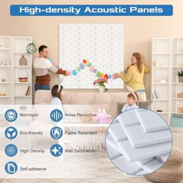 HIRESC 12 Pack Acoustic Panels Sound Absorbing 12 X 12 X 0.4 Inches, High Density Sound Proof Foam Panels for Walls, White Brick