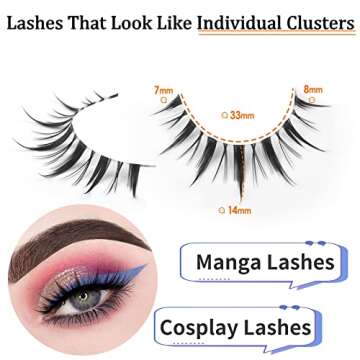 Manga Lashes Natural Look Anime False Eyelashes Individual Wispy Korean Makeup Eye Lashes Clusters 10 Pairs Asian Chinese Japanese Fake Eyelashes Pack by Geeneiya