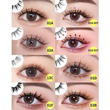 Manga Lashes Natural Look Anime False Eyelashes Individual Wispy Korean Makeup Eye Lashes Clusters 10 Pairs Asian Chinese Japanese Fake Eyelashes Pack by Geeneiya