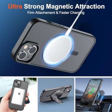 SUPFINE Magnetic for iPhone 14 Case & iPhone 13 Case (Compatible with MagSafe)(10 FT Military Grade Drop Protection) Slim Translucent Matte Shockproof with Anti-Fingerprint Phone Case,Black