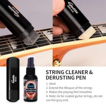 GUITTO Guitar Cleaning Kit, All in One Guitar Care Kit Fretboard Lemon Oil, Polish, Guitar String Cleaner, Microfiber Cloth