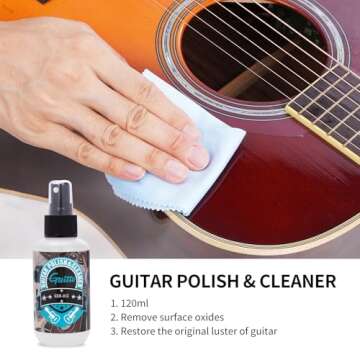 GUITTO Guitar Cleaning Kit, All in One Guitar Care Kit Fretboard Lemon Oil, Polish, Guitar String Cleaner, Microfiber Cloth