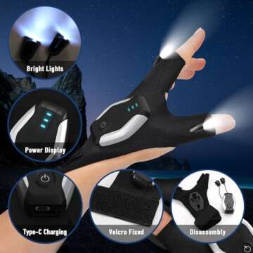 BIIB Valentines Day Gifts for Him, Rechargeable Flashlight Gloves Gifts for Men, Mens Valentines Gifts for Dad, Him, Husband, Boyfriend, Birthday Gifts for Men, Dad Gifts Cool Camping Gadgets for Men