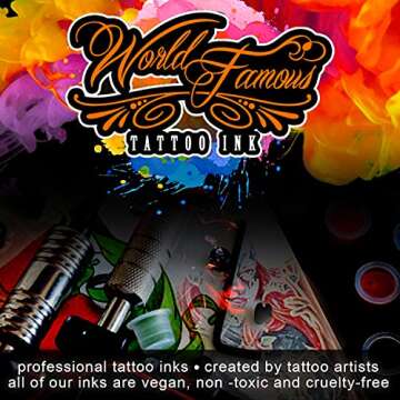 World Famous Tattoo Ink Bundle with Sailor Jerry Red Tattoo Ink & Rolling Stone Tattoo Ink - Skin-Safe Permanent Tattooing in Bold Shades - Vegan & Non-Toxic (2 Bottles, 1 oz Each)