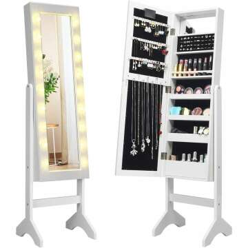 Giantex Jewelry Armoire with LED Lights & Makeup Mirror