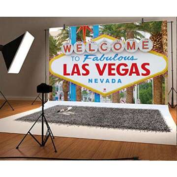 LFEEY 5x3ft Las Vegas Party Decorations Casino Theme Party Backdrop for Photoshoot World Famous Nevada Casino Gambiling Birthday Party Photography Background Portraits Vacation Travel Photo Booth Prop