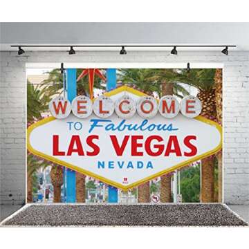 LFEEY 5x3ft Las Vegas Party Decorations Casino Theme Party Backdrop for Photoshoot World Famous Nevada Casino Gambiling Birthday Party Photography Background Portraits Vacation Travel Photo Booth Prop