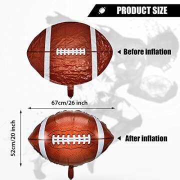 Football Balloons Football Party Balloons Football Shaped Aluminum Foil Balloons for Sport Themed Football Themed Birthday Party Decor, 26 Inch(4 Pieces)