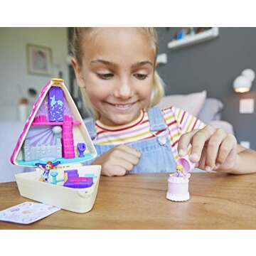 Polly Pocket Playset, Travel Toy with 2 Micro Dolls & 3 Accessories, Pocket World Birthday Cake Bash Compact