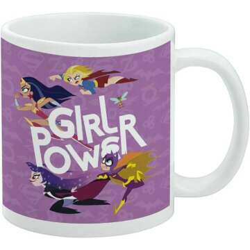 GRAPHICS & MORE DC Super Hero Girls Girl Power Ceramic Coffee Mug, Novelty Gift Mugs for Coffee, Tea and Hot Drinks, 11oz, White