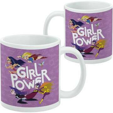 GRAPHICS & MORE DC Super Hero Girls Girl Power Ceramic Coffee Mug, Novelty Gift Mugs for Coffee, Tea and Hot Drinks, 11oz, White