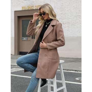 Bankeng Women’s Camel Wool Blend Coat – Stylish and Warm