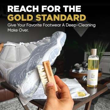 Gold Standard Premium Shoe Cleaning Kit - 4 Oz Cleans 100 Pairs - Shoe Cleaner Solution with Hog Hair Brush - Sneaker Cleaning Kit for Tennis, Leather, Canvas Shoes – White Shoe Cleaner Sneakers Kit