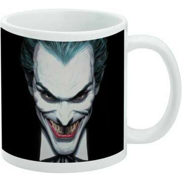 GRAPHICS & MORE Batman Alex Ross Joker Head Ceramic Coffee Mug, Novelty Gift Mugs for Coffee, Tea and Hot Drinks, 11oz, White