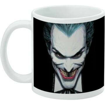 GRAPHICS & MORE Batman Alex Ross Joker Head Ceramic Coffee Mug, Novelty Gift Mugs for Coffee, Tea and Hot Drinks, 11oz, White