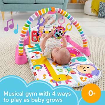 Fisher-Price Baby Playmat Deluxe Kick & Play Piano Gym, Pink Learning Toy with Music Lights & Activities for Newborn to Toddler Ages 0+ Months