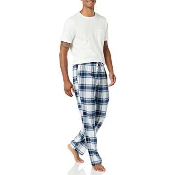 Amazon Essentials Men's Flannel Pajama Pant (Available in Big & Tall), Grey White Plaid, Small