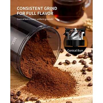 SHARDOR Conical Burr Coffee Grinder, Electric Adjustable Burr Mill with 35 Precise Grind Setting for 2-12 Cup, Black