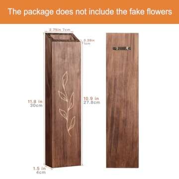 4 Pack Wood Indoor Wall Planter, Modern Wall Decor for Living Room Bedroom, Farmhouse Pocket Wall Vases for Dried Flowers and Faux Greenery Plants - Brown