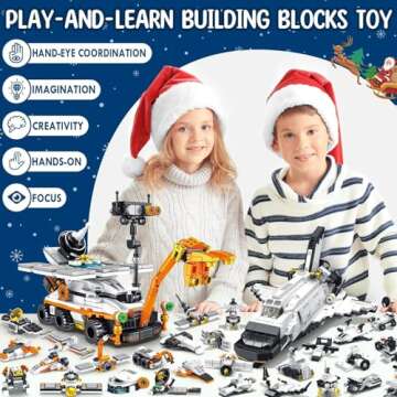 Advent Calendar 2024 for Kids Teens, 24 Days STEM Space Explorer Rover & Space Shuttle Building Blocks Christmas Countdown Calendar Gift, 25-In-1 Space Airplane Toys Building Set for Boys Girls Age 6+