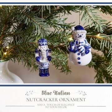 Spode Blue Italian Nutcracker Ornament - Festive Decoration, Novelty Bauble for Seasonal Decor - Ideal Holiday Keepsake Ornament for Christmas - Collectible Ornament for Home Decoration