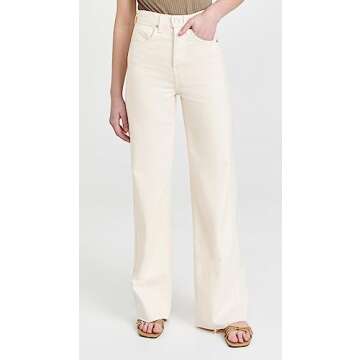 Veronica Beard Jean Women's Taylor High Rise Wide Leg Jeans, Ecru, Off White, 27