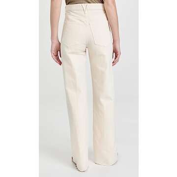 Veronica Beard Jean Women's Taylor High Rise Wide Leg Jeans, Ecru, Off White, 27