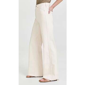 Veronica Beard Jean Women's Taylor High Rise Wide Leg Jeans, Ecru, Off White, 27