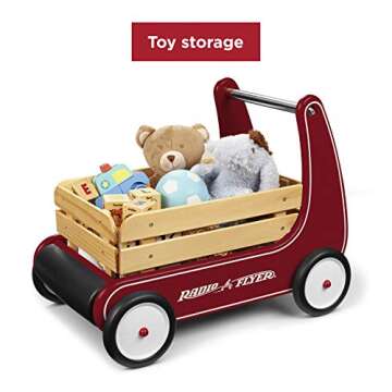 Radio Flyer Classic Walker Wagon, Sit to Stand Toddler Toy, Wood Walker, For Ages 1-4, Red