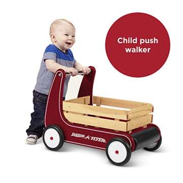 Radio Flyer Classic Walker Wagon, Sit to Stand Toddler Toy, Wood Walker, For Ages 1-4, Red