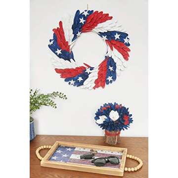 C&F Home Americana Patriotic Wreath U.S.A. Fourth Of July Independence Day Memorial Day Cookout Liberty Decor Decoration Wreath Under 24 inches Red