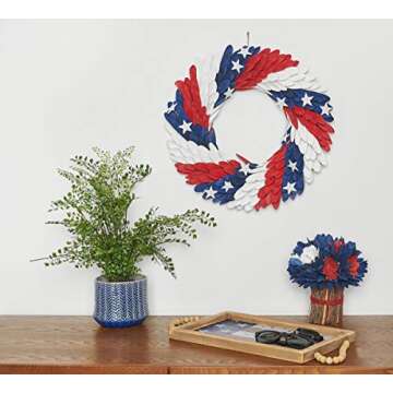 C&F Home Americana Patriotic Wreath U.S.A. Fourth Of July Independence Day Memorial Day Cookout Liberty Decor Decoration Wreath Under 24 inches Red