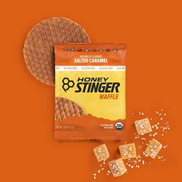 Honey Stinger Organic Gluten Free Salted Caramel Waffle | Energy Stroopwafel for Exercise, Endurance and Performance | Sports Nutrition for Home & Gym, Pre & Post Workout | Box of 16 Waffles, 16.96 Oz