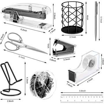 EOOUT Black Office Supplies Set for Organized Desks