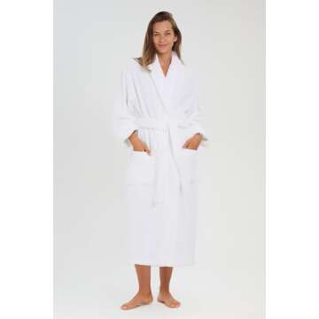 MONARCH Unisex Terry Bathrobe - 100% Lux Combed Cotton, 16 oz Loop Terry Shawl Collar Robe, Five-Star Hotel Choice (Large, Non-Hooded)