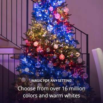 Twinkly Strings 250 LED RGB+White, in- and Outdoor LED Light String, Smart Multicolor LED Lights, Christmas Lights, Mappable LEDs, Compatible with Alexa and Google Home, IP44, Green Wire, 65ft