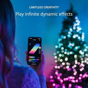 Twinkly Strings 250 LED RGB+White, in- and Outdoor LED Light String, Smart Multicolor LED Lights, Christmas Lights, Mappable LEDs, Compatible with Alexa and Google Home, IP44, Green Wire, 65ft