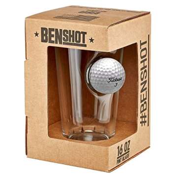 BenShot 16oz Pint Glass with Real Golf Ball - Made in the USA