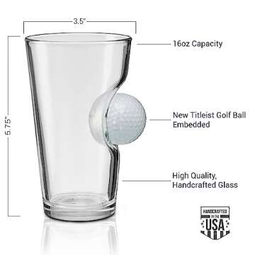 BenShot Golf Ball Pint Glass - 16oz Made in USA