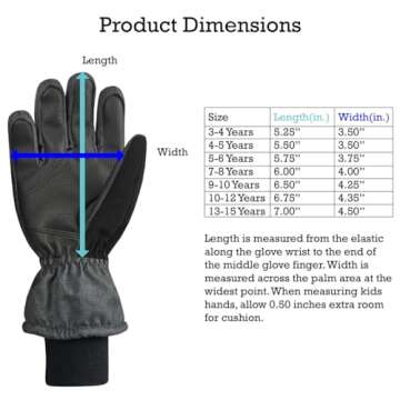 N'Ice Caps Kids Waterproof Winter Thinsulate Warm Gloves (Black, 3-4 Years)