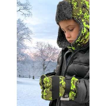 N'Ice Caps Kids Waterproof Winter Thinsulate Warm Gloves (Black, 3-4 Years)