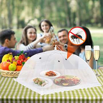 Food Cover Food Tent Set, 2 Extra Large 40"X24" and 6 Standard 17"X17" Mesh Food Covers for Outside, 8 Pack Collapsible, Reusable Pop-Up Umbrella Food Nets for Picnics, Outdoor Camping, Parties, BBQ