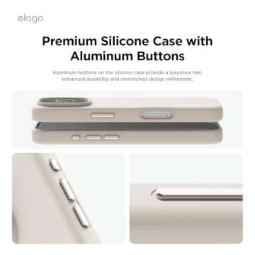 elago Magnetic Silicone Case Compatible with iPhone 16 Pro Max Case 6.9 Inch Compatible with All MagSafe Accessories - Built-in Magnets, Soft Grip Silicone, Shockproof [Stone]