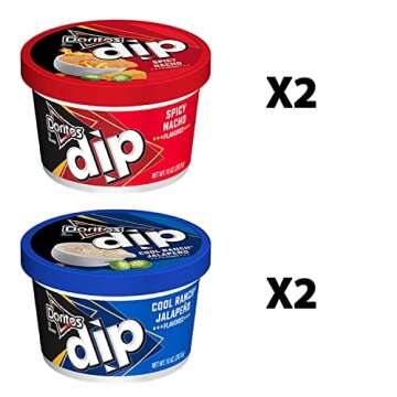 Doritos, Jalapeno Nacho Cheese Dip and Cool Ranch Jalapeno Dairy Dip Variety Pack, 10 Ounce (Pack of 4)