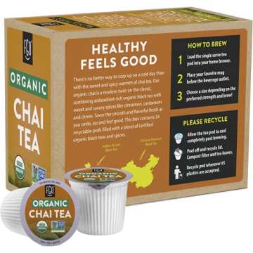 Organic Chai Tea K-Cup Pods, 24 Count, USDA Organic