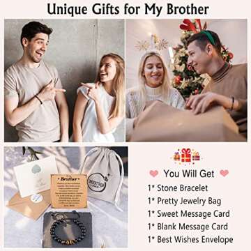 UNGENT THEM Brother Gifts from Sister, Christmas Birthday Gifts for Brother Adult Older Big Little Brother Bracelet Fathers' Day Graduation